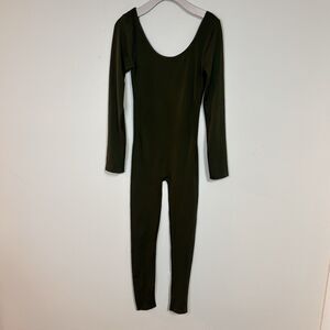 Dodo One Size Black Bodysuit Jumpsuit Long Sleeve Scoop Neck Stretch Catsuit